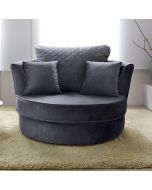 Bethan Velvet Swivel Chair - Dark Grey