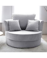 Bethan Velvet Swivel Chair - Light Grey