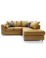 Bethan Velvet Corner Sofa - Right Arm Antique Gold