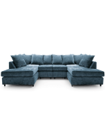Gilliver Crushed Chenille U Shape Sofa - Dark Blue