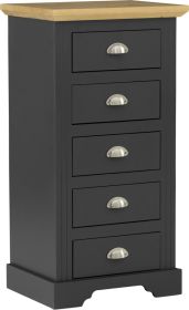 TOTNES Grey Chest of Drawers - Tallboy, Medium-sized, 5 Drawers