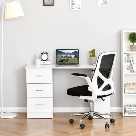 120cm Computer Desk Writing Table PC Workstation Study Laptop Stationery w/ 3 Shelf & Drawers White