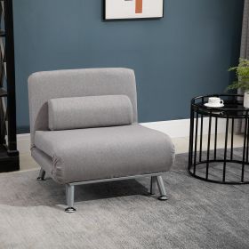 Single Sofa Bed Sleeper Foldable Portable Pillow Lounge Couch Living Room Furniture - Grey