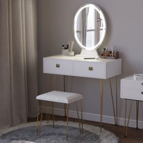 Dressing Table - VIENTIANE 2 Drawer Dresser White 80cm