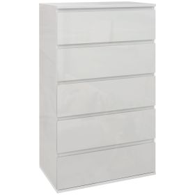 GRACEFUL White Chest of Drawers - Tallboy, Small-sized, 5 Drawers
