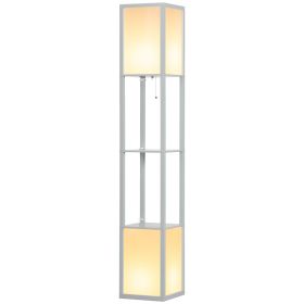 Modern Shelf Floor Lamp with Dual Ambient Light, Standing Lamp Living Room, Bedroom, 156cm, Grey