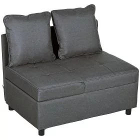 Convertible Chair Bed with Adjustable Backrest and Pillows - Grey