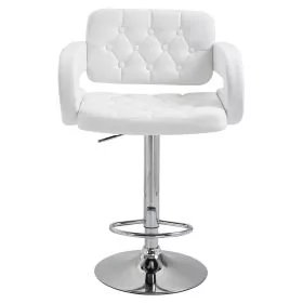 PU Leather Swivel Bar Stool Adjustable Height with Back Armrest Footrest