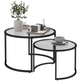 Scott Glass Coffee Table Set of 2 - Black