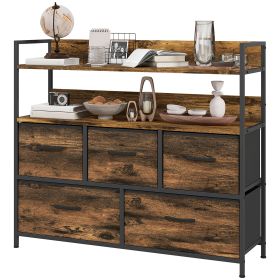 HERON Oak Finish Chest of Drawers - Large-sized, 5 Drawers