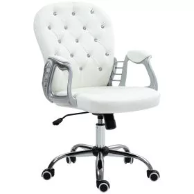 Preston Home Office Chair 360 Swivel PU Diamante Padded - White