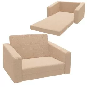 Kinsey 2 in 1 Kids Convertible Sofa Armchair Foldable Recliner - Khaki