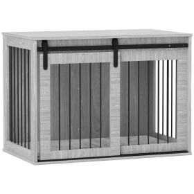 Shelley 100cm Dog Crate Furniture with Removable Cushion for Large Dogs - Grey