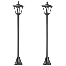 SUNVISTA 2 Pieces Outdoor Garden Solar Post Lamp Sensor Dimmable LED Lantern Bollard Pathway 1.6M Tall €“ Black