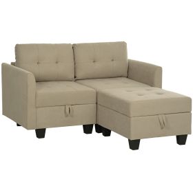 HERON 'L' Shape Modular Storage Sofa - Light Brown