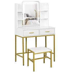 HERON LED Light Dressing Table, with Stool - White