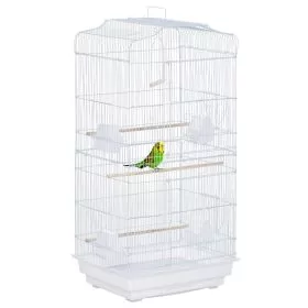PAWSTER Large Metal Bird Cage with Perches, Food Bowls, Swing for Budgie, Parakeet, 46.5 x 35.5 x 92cm,White