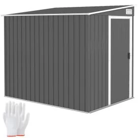 SUNVISTA 7 x 5ft Galvanised Metal Shed, with Sliding Door - Dark Grey