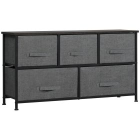 HERON Grey Chest of Drawers - Medium-sized, 5 Drawers, Fabric Drawers