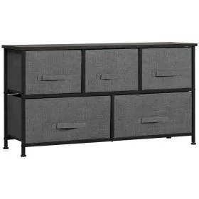 HERON Grey Chest of Drawers - Medium-sized, 5 Drawers, Fabric Drawers