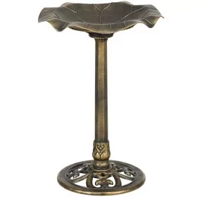 SUNVISTA 71cm Bird Bath for Garden, Standing Pedestal Birdbath with Lotus Leaf Basin, Vintage Decorative Bird Bath Bowl for Outdoor, Bronze Tone