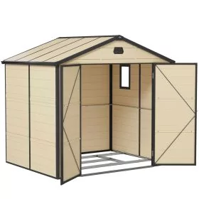 SUNVISTA 7.9ft x 6.2ft Aluminium Frame and Plastic Wall Shed, with Foundation - Cream White