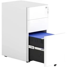 VONSETTA 3-Drawer Steel Filing Cabinet with Lock - White