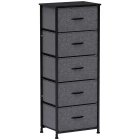 JAPRIS Grey Chest of Drawers - Tallboy, Medium-sized, 5 Drawers, Fabric Drawers