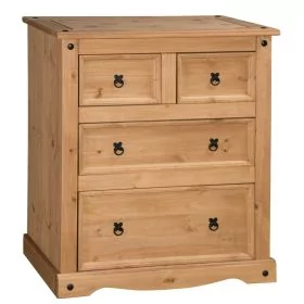 COMPTON I Natural Finish Chest of Drawers - Large-sized, 4 Drawers