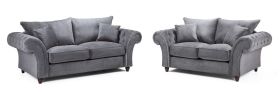 Raymond Fullback Round Buttoned Arms 3 and 2 Sofa Set Set - Grey