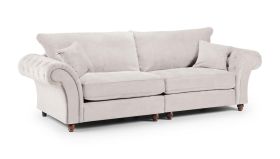 Raymond Fullback Round Buttoned Arms 4 Seater Sofa - Stone
