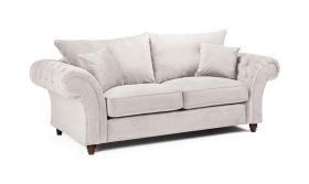 Raymond Fullback Round Buttoned Arms 3 Seater Sofa - Stone
