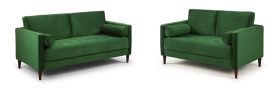 Beynon Plush Velvet Upholstered 3 and 2 Sofa Set Set - Green