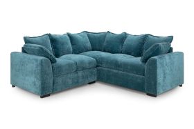 Haylett Soft Navy Polyester Large Corner Sofa - Teal