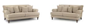 Russell Scrolled Arms 3 and 2 Sofa Set Set - Beige