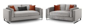 Marshal Chenille Fabric Upholstered 3 and 2 Sofa Set Set - Grey