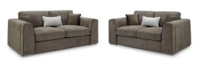Cantrell Soft Chenille Fabric 3 and 2 Sofa Set Set - Mocha
