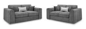 Cantrell Soft Chenille Fabric 3 and 2 Sofa Set Set - Grey