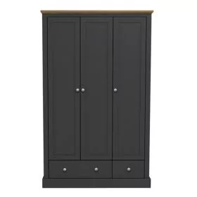Wardrobe - DARTFORD 3 Door Wardrobe Charcoal 112.9cm