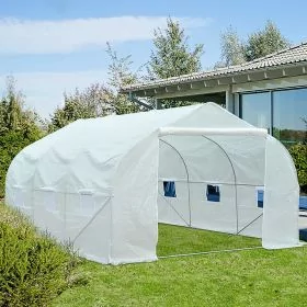 Metal Frame Walk-In Portable Greenhouse Garden Tunnel - White