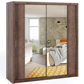Sliding Wardrobe - BOLOGNA 2 Door Mirrored Wardrobe Oak Monastery 200cm