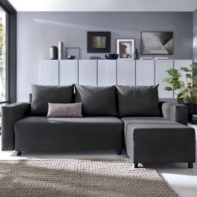 Osllo Corner Sofabed - Black-Right Facing