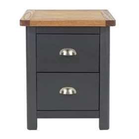Bedside Table - ANTIQUE 2 Drawer Nightstand Blue 45cm
