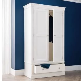 Wardrobe - CASSIAN 2 Door Wardrobe White 110cm