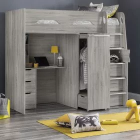 Pegasus Kids Bunk Bed With Bottom Desk - Grey/Oak