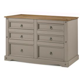 COMPTON Grey Chest of Drawers - Large-sized, 6 Drawers, Double