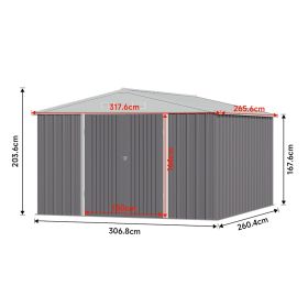 Oasis Garden 2 Door Galvanized Metal Storage Shed with Lockable Door