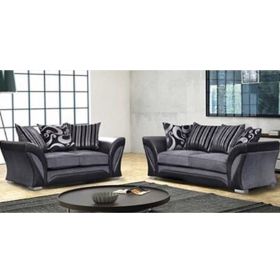 Parague Luxury Chenille Fabric Thick Padded 2 Seater and 3 Seater Sofa Set - Black and Grey