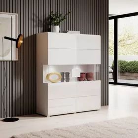 Echo Eden Sideboard with Partially Glassed Doors - White