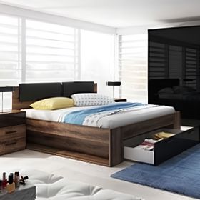 Astro Galaxy Bedside Divan Bed in Oak and Black - 180cm